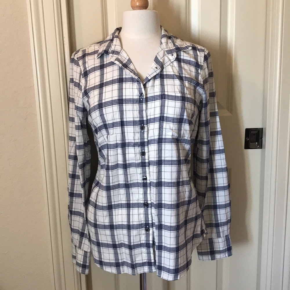 J. Crew Navy/cream shirt size M